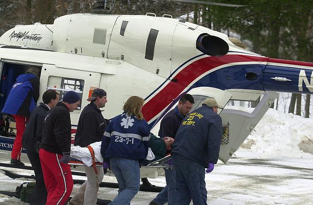 Stat Flight transporting patient after a serious motor vehicle accident Pictures Copyright © Frank Becerra Jr.